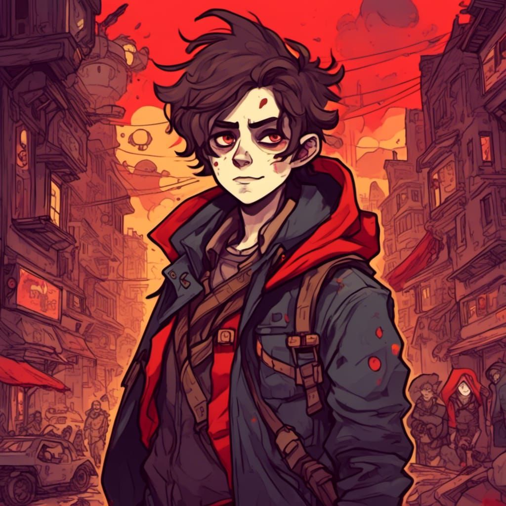 <lora:SteampunkFoto:1.0> Vampire love diary, doodles and handdrawn art, pops of red