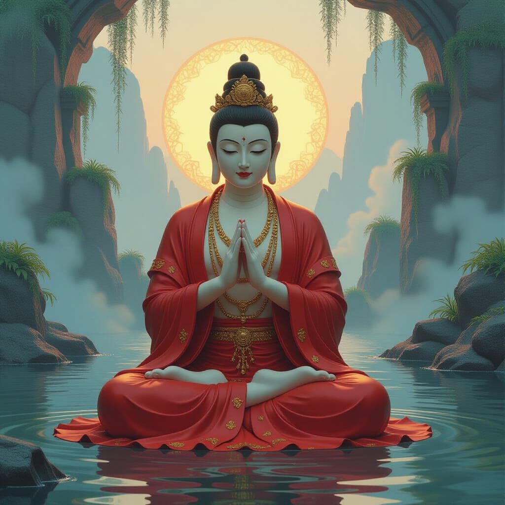 Arhat Advises Guangmu with Ethereal Fantasy Art