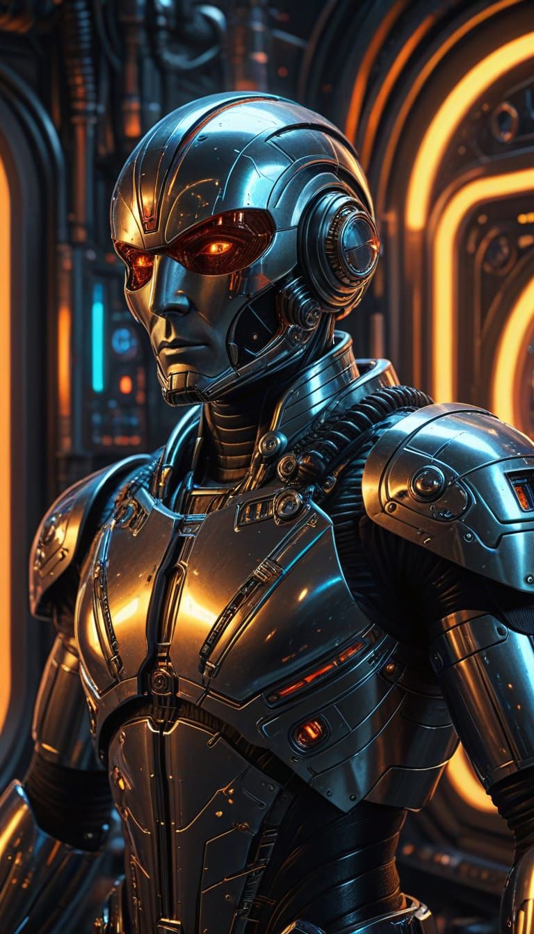 Confident Space Explorer on a Retro-Futuristic Rocket Deck