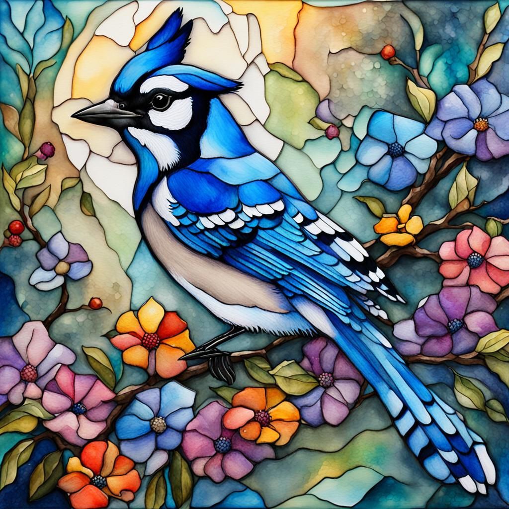 Bluejay, watercolors