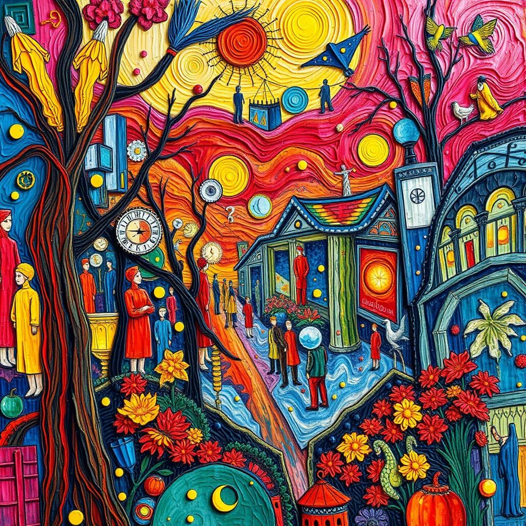 Vibrant Neo-Expressionist Masterpiece with Intricate Details