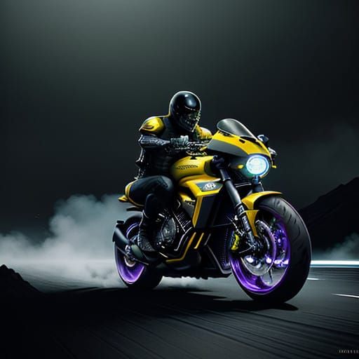 Epic Futuristic Motorcycle Gridiron in High-Tech Armor