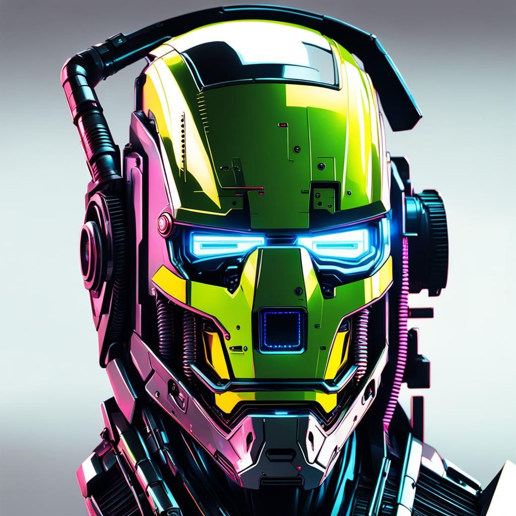 tête de robot  electronique fond blanc cyberpunk cyberpunk 2...