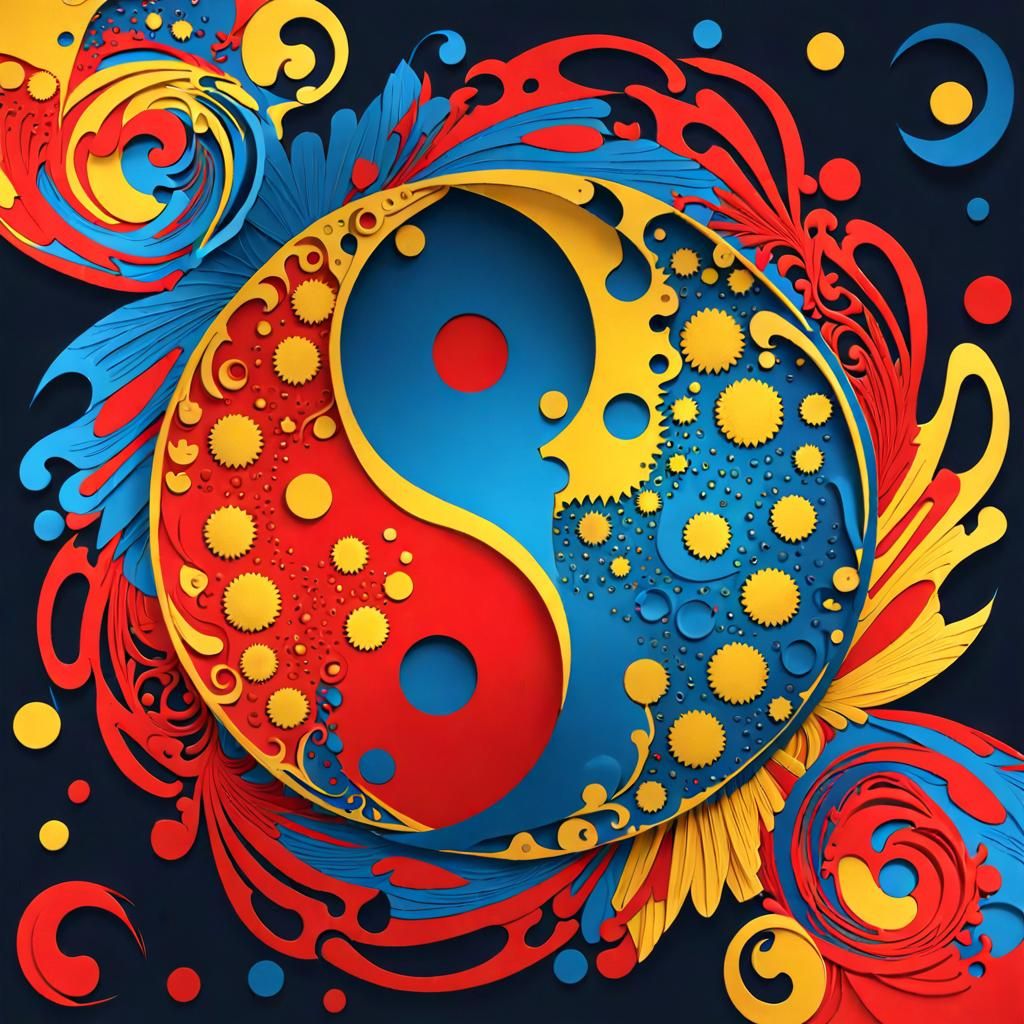 Yin & Yang, Kirigami paper cut art - var 013