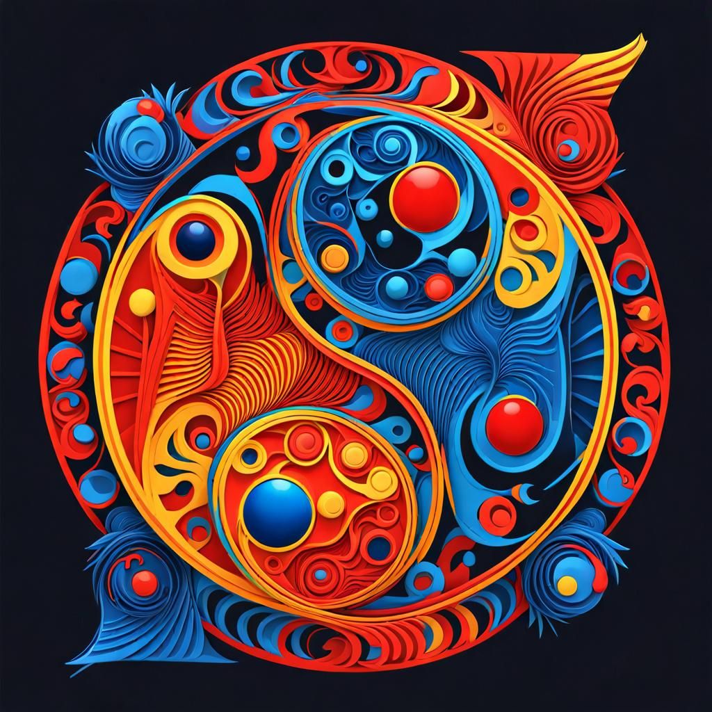 Yin & Yang, Kirigami paper cut art - var 014