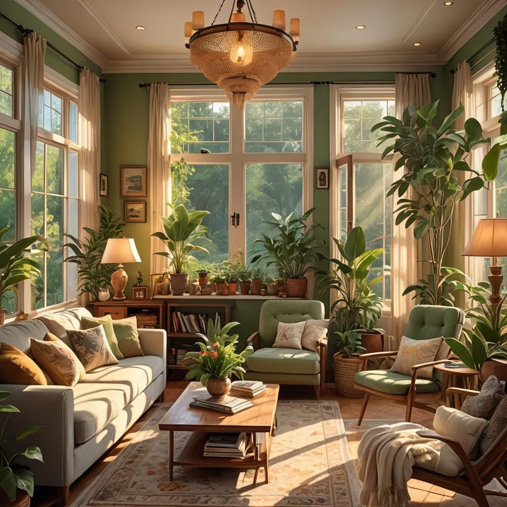 Cozy Family Living Room in Whimsical Fantasy Style