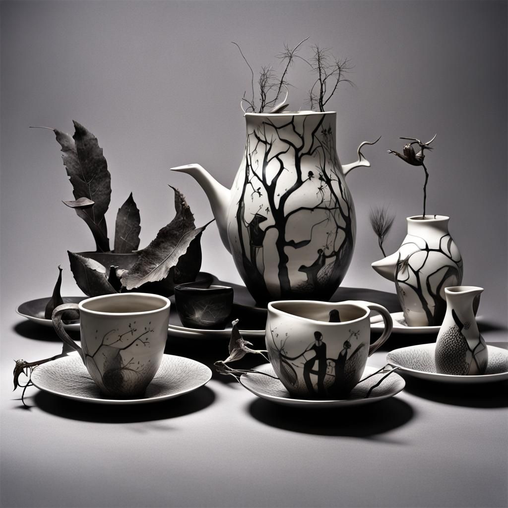 Clay Pottery, sureal  tea set ceramic Salvador Dali collabor...