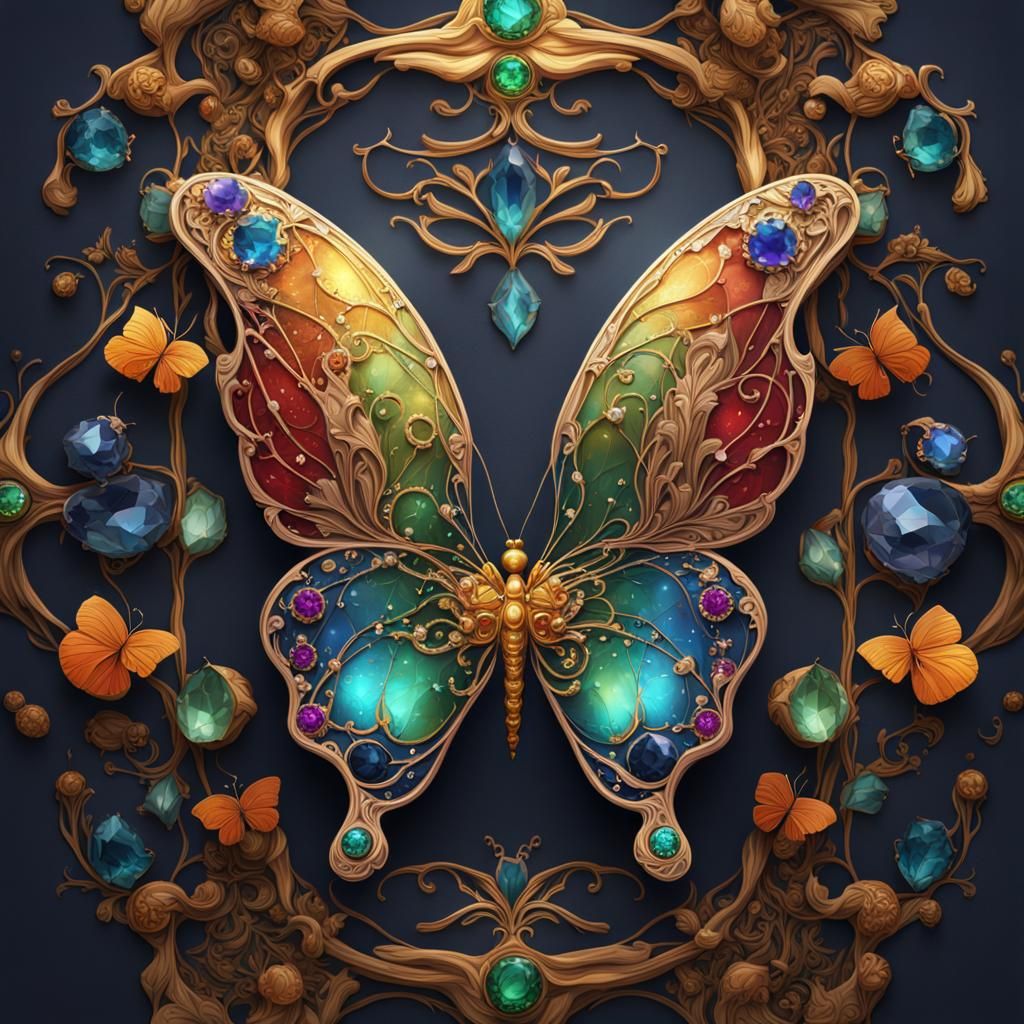 Art nouveau jeweled butterfly 3
