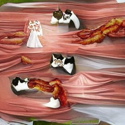 Cats getting married with bacon