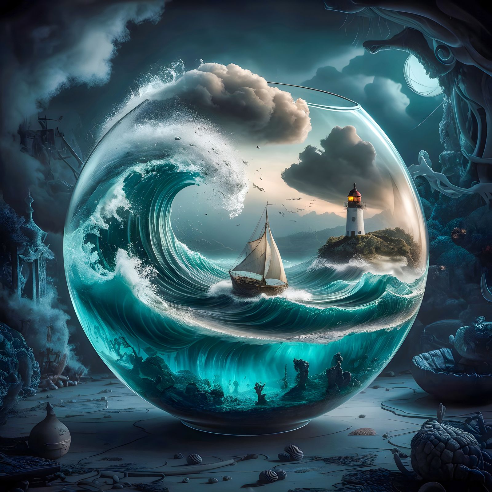 Ocean in a glass bowl