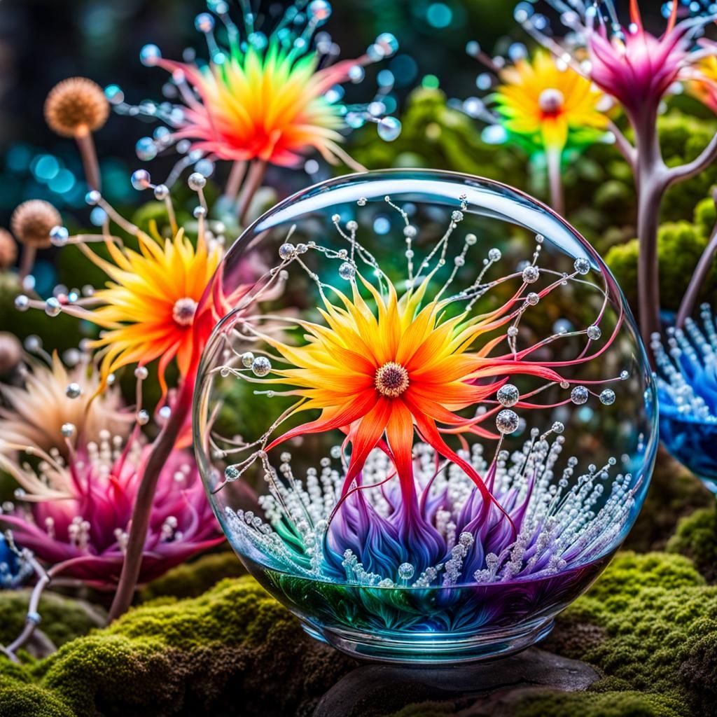 glass globe with magical plant