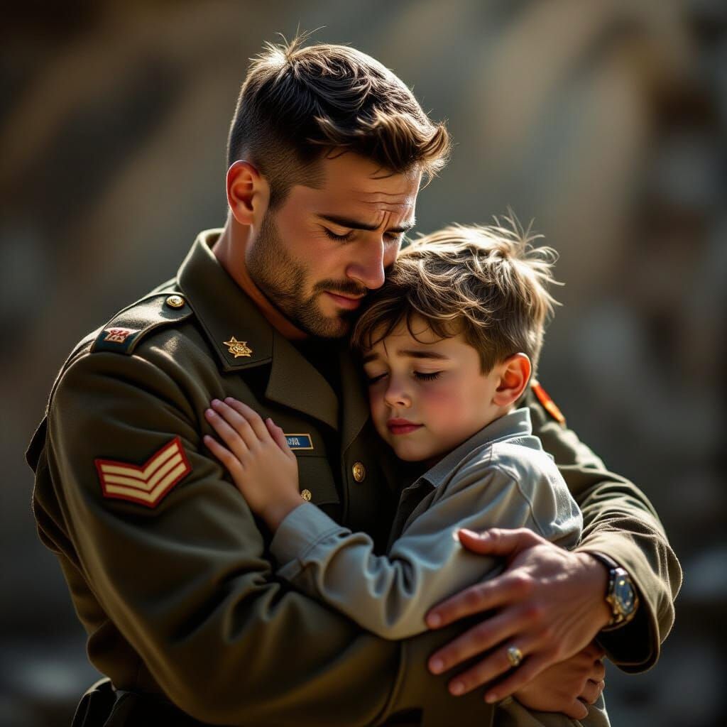 Soldier Hugs Tearful Boy With Raw Emotion