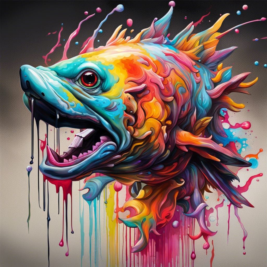 Painted Fish Glob Edition AI Generated Artwork NightCafe Creator