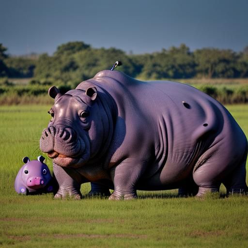 Mom hippo with its baby hippo. - AI Generated Artwork - NightCafe Creator