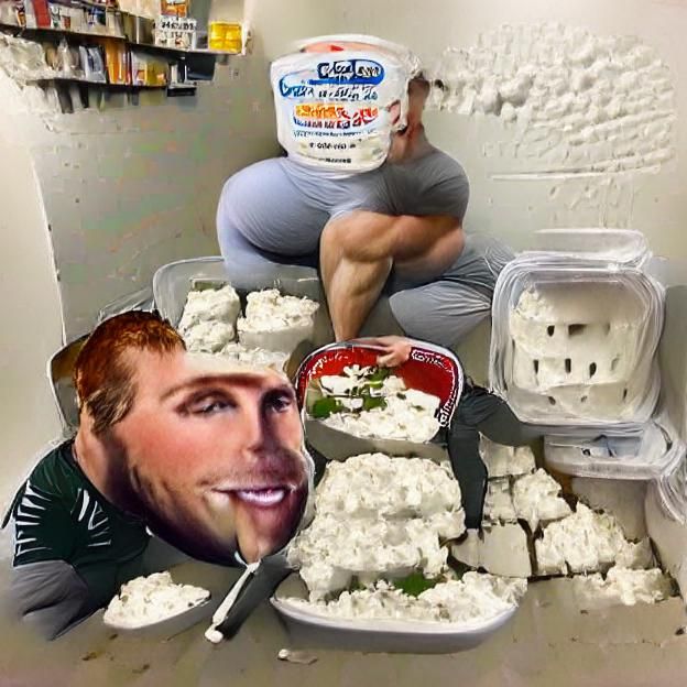 Dairy fed Chad squatting  in cottage cheese heaven
