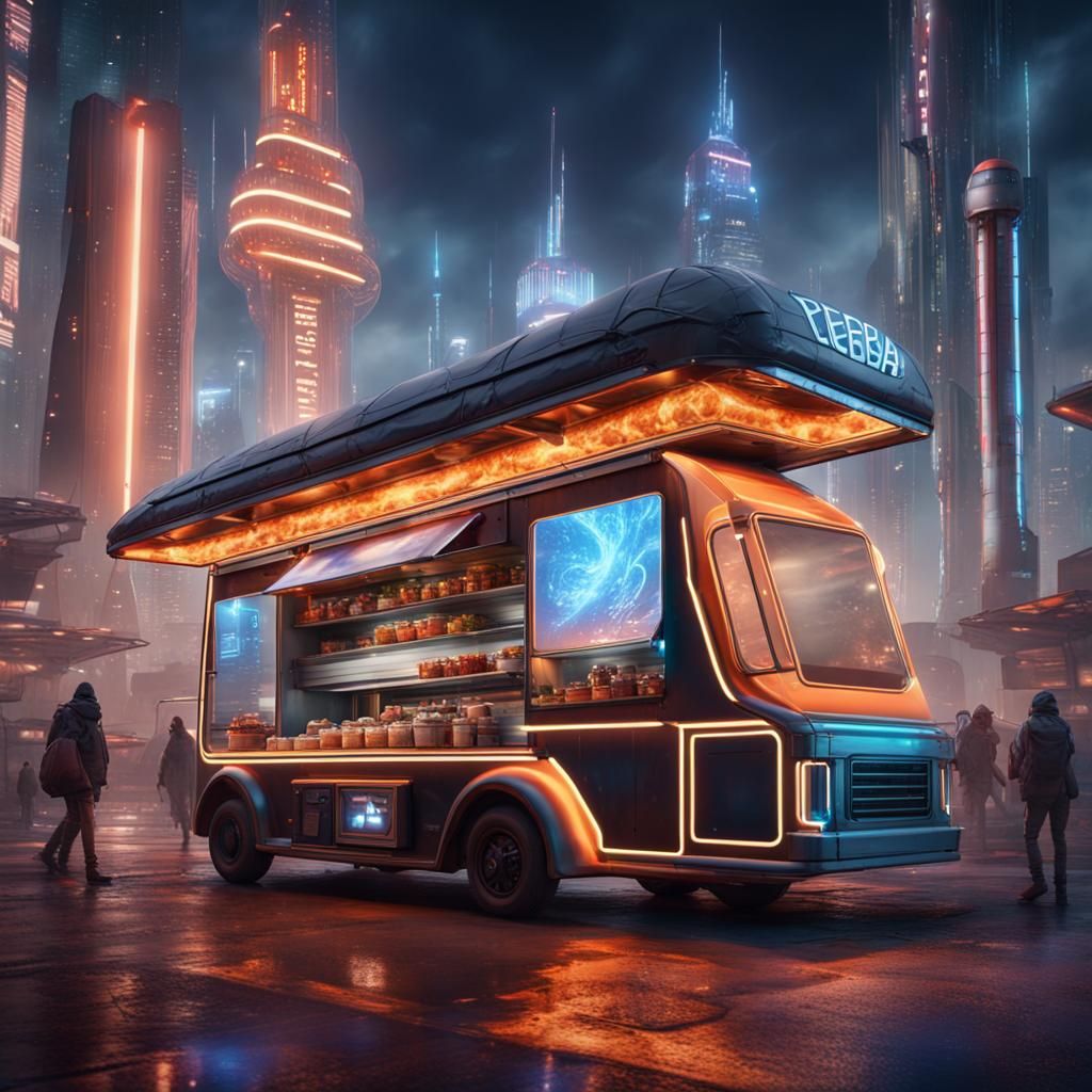 Futuristic food truck - AI Generated Artwork - NightCafe Creator