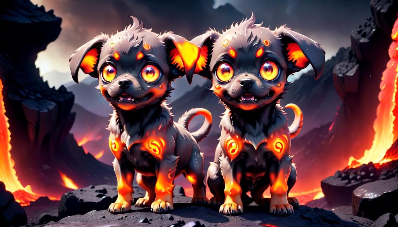 Cute little hellhound puppies - AI Generated Artwork - NightCafe Creator