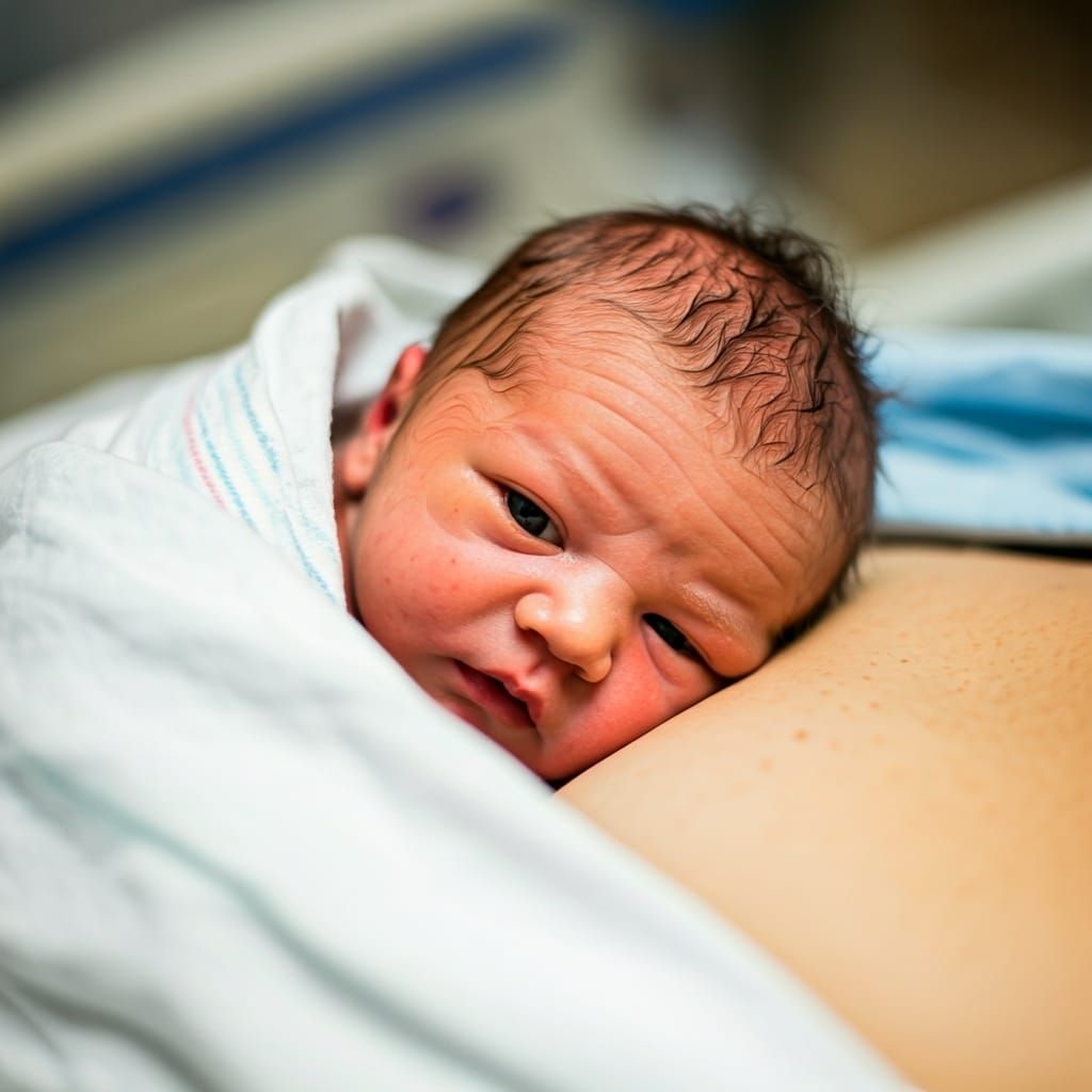 Serene Newborn Baby Portrait in Photorealistic Style