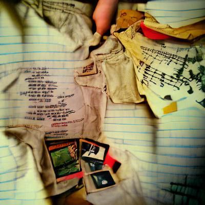 looking through the pockets of the hand-me-downs we laid out...