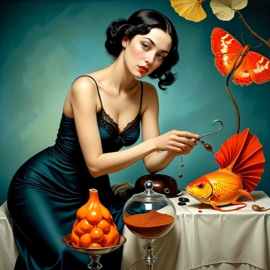 Surreal Portrait of a Charismatic Woman with Animals