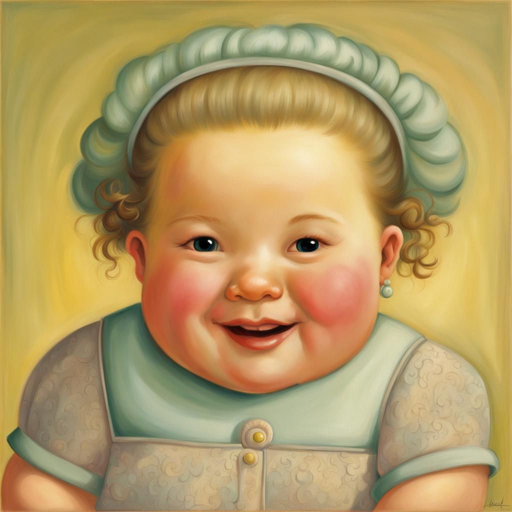 Smiling baby girl :: Style Fernando Botero - AI Generated Artwork ...