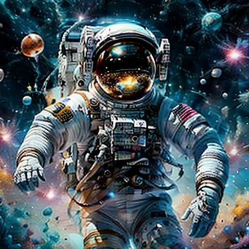 Beautiful astronaut floating near a space station, fancy, galactic, beauty <lora:Astronaut:1.0>