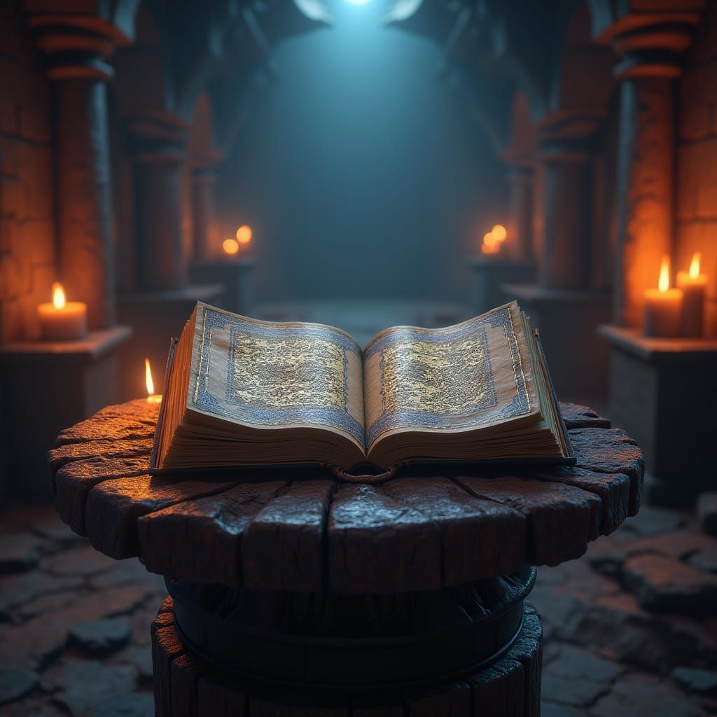 Ancient Mystical Chamber Illuminated by Flickering Candles