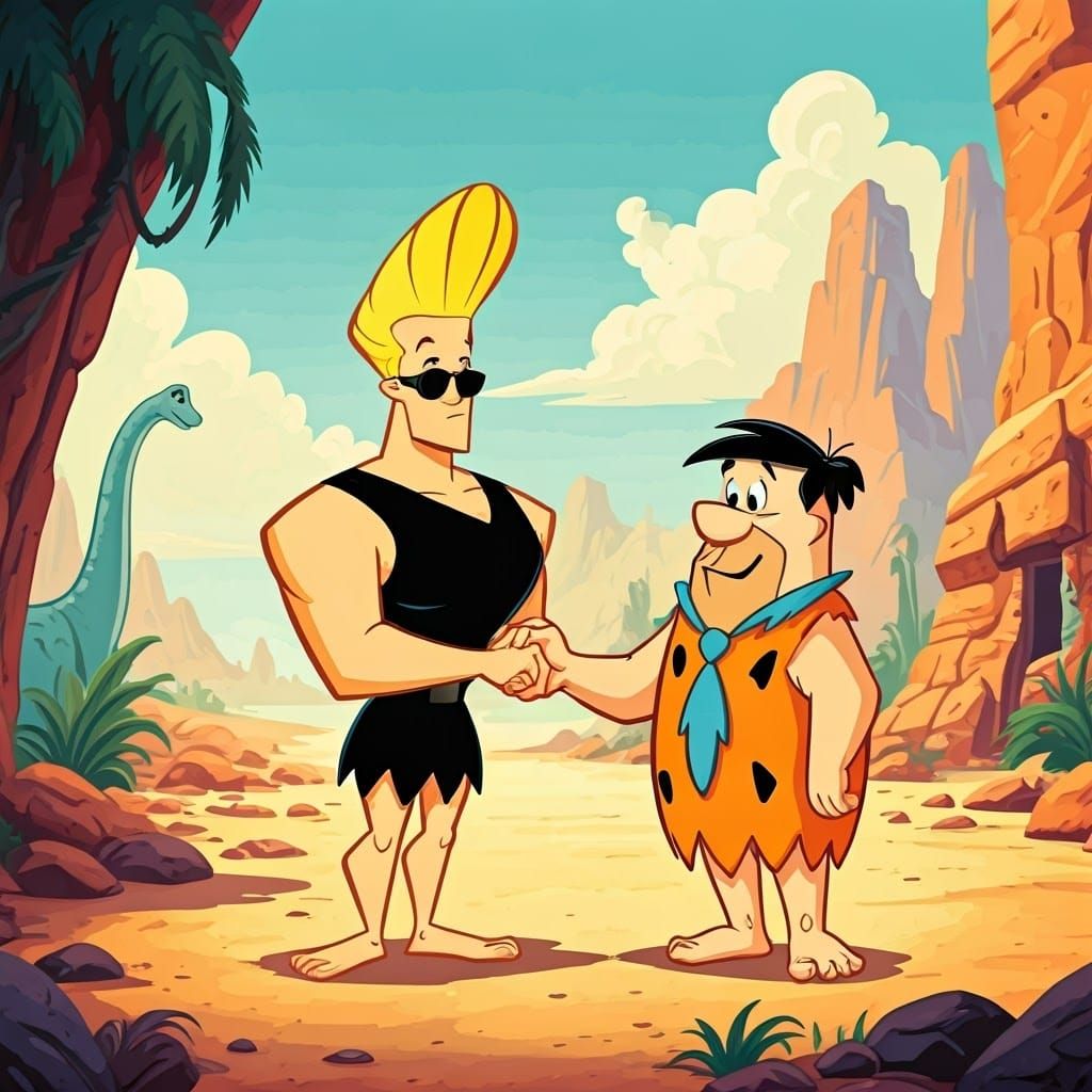Johnny Bravo meets Fred Flintstone  by @Jenny Bo Benny
