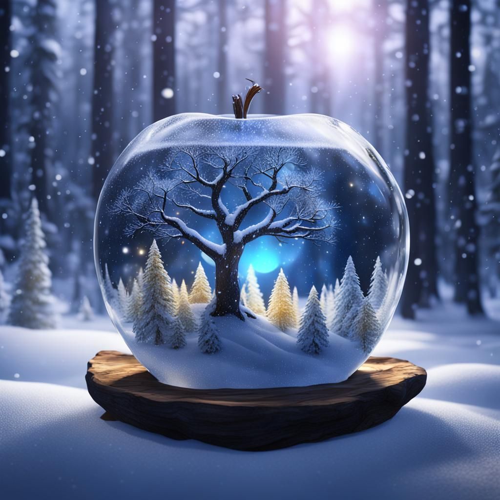 Snowy Apple - AI Generated Artwork - NightCafe Creator