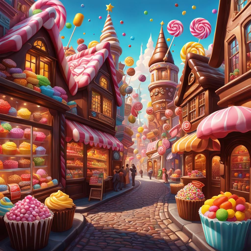 Streets of sweets, walls of chocolate.  by @Bai