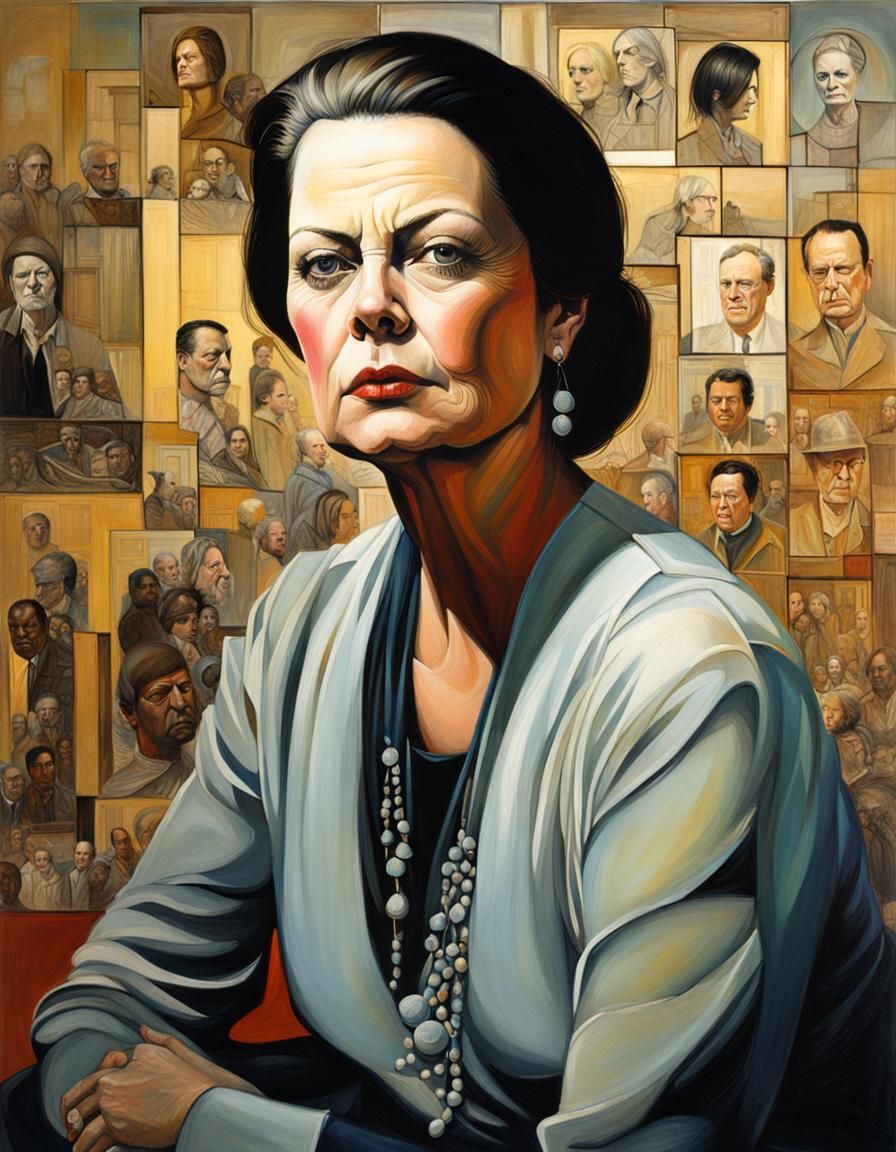 portrait Louise Fletcher 1975 art brut, realism, illustration, oils