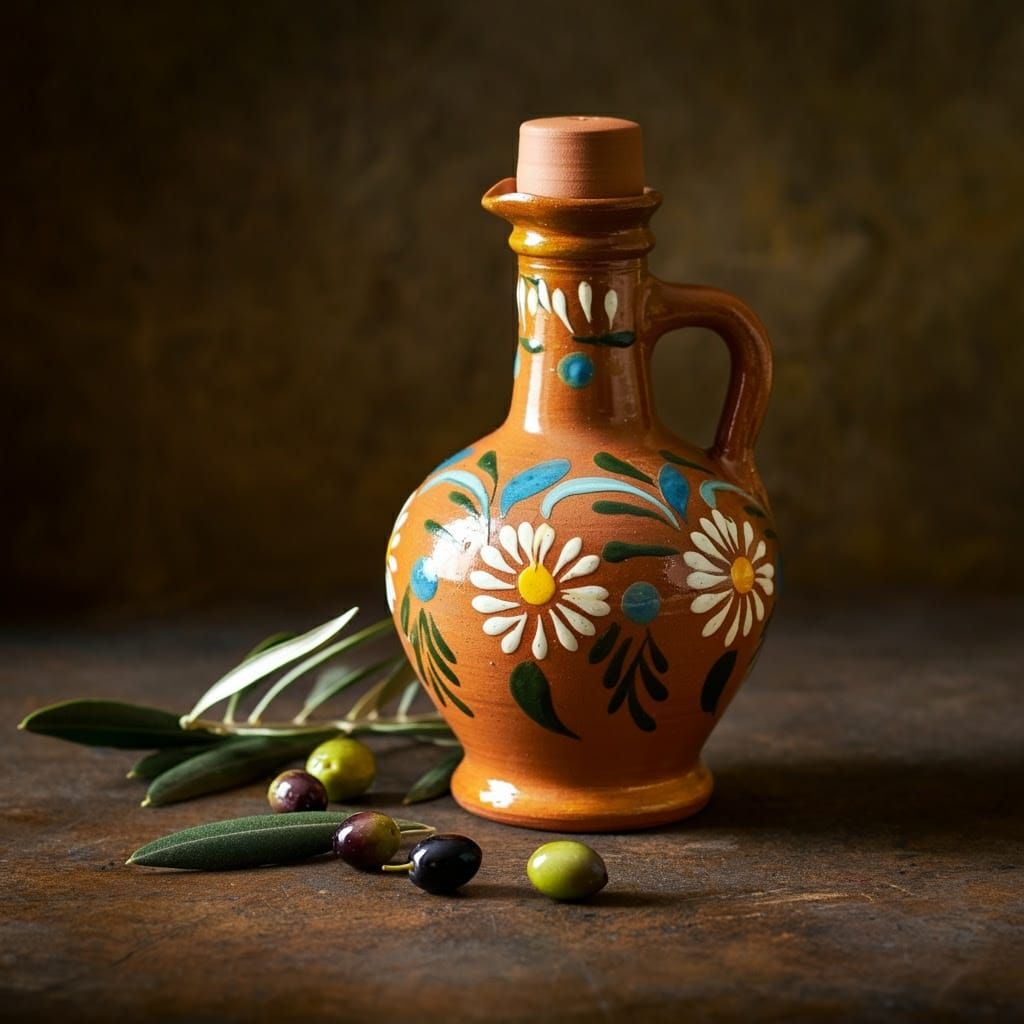 Ornate Olive Oil Jar in Old Masters Style
