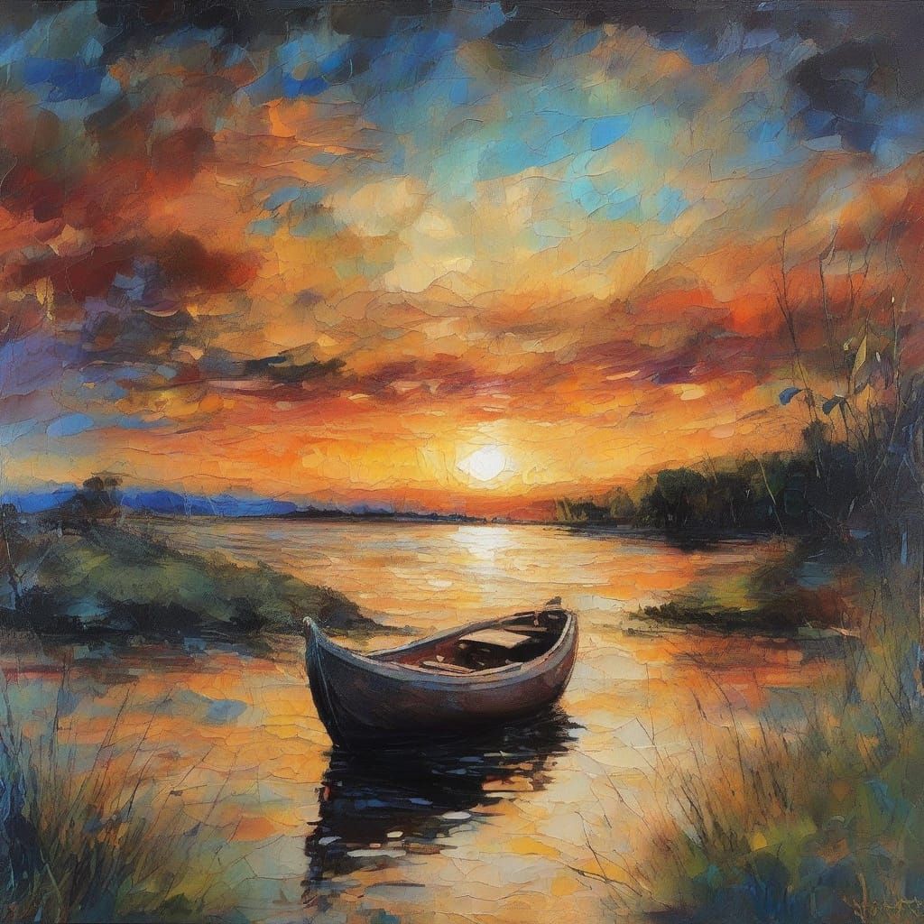 Sunset, Sailboat, Serenity  by @ArtMew94
