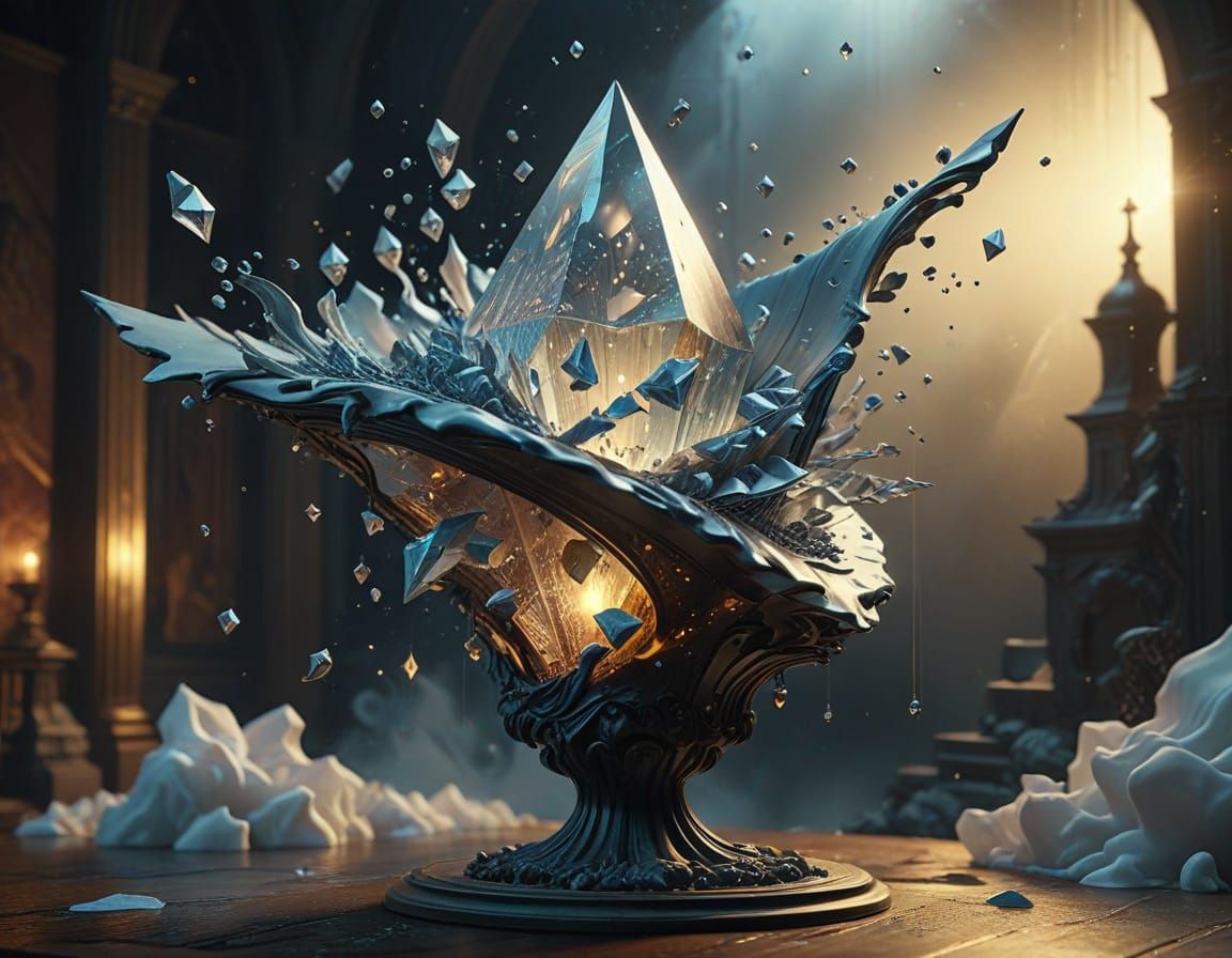 Ethereal Surrealist Sculpture in Iridescent Haze