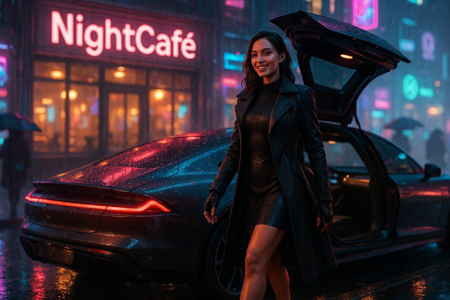 A woman gets out of a limousine in front of the Nightcafé (3...