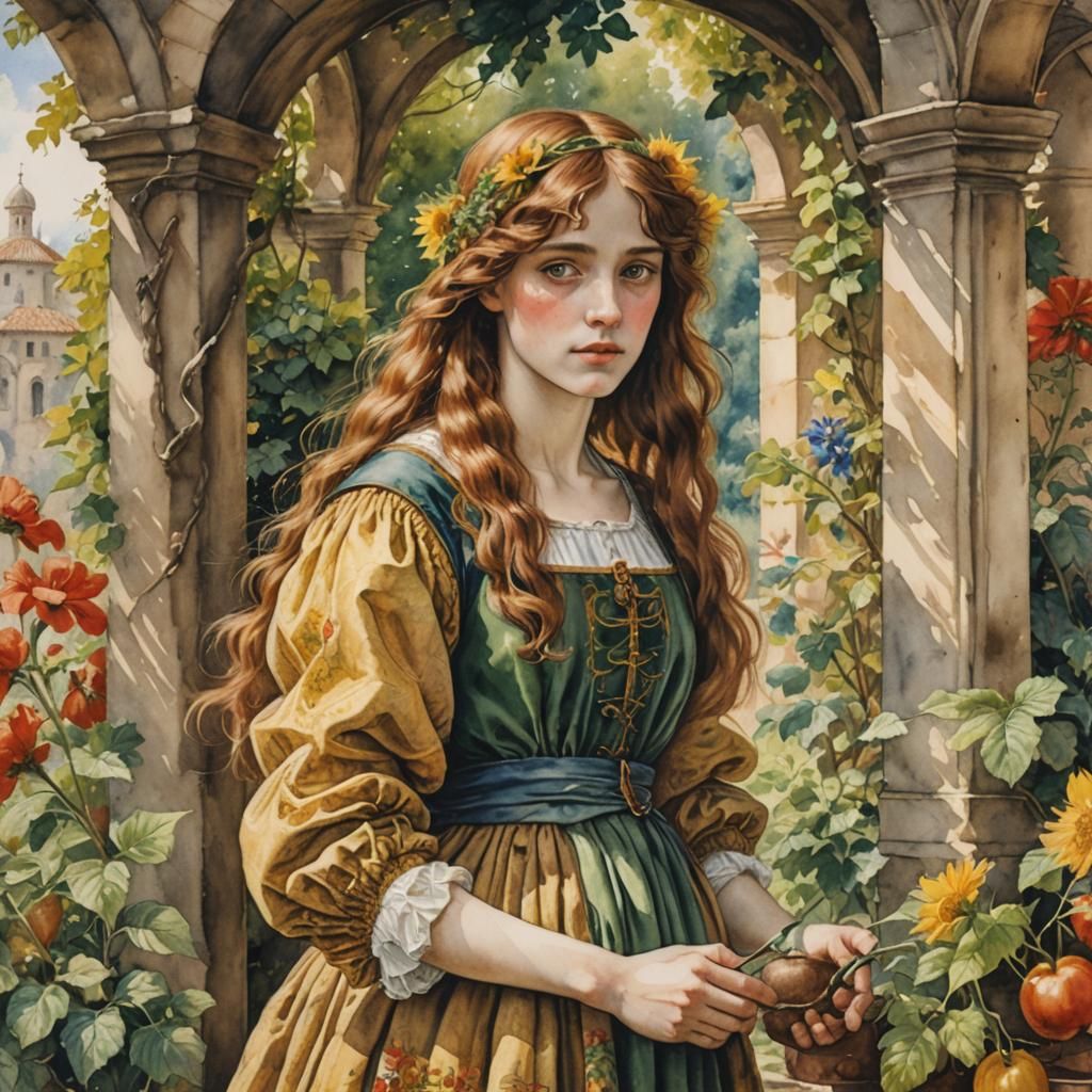 Renaissance Watercolor of a Sunny Morning