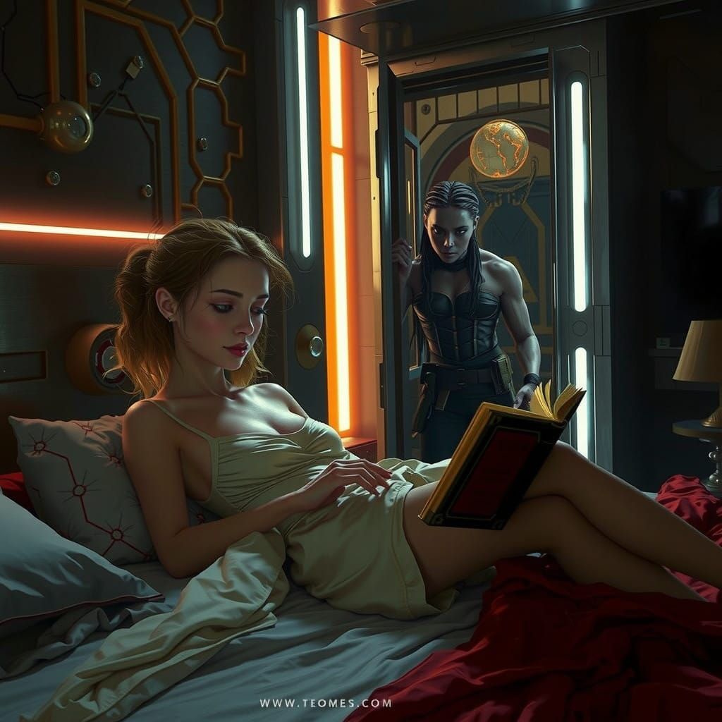 Dystopian Dreamscape: A Cyberpunk Femme Fatale in High-Tech....