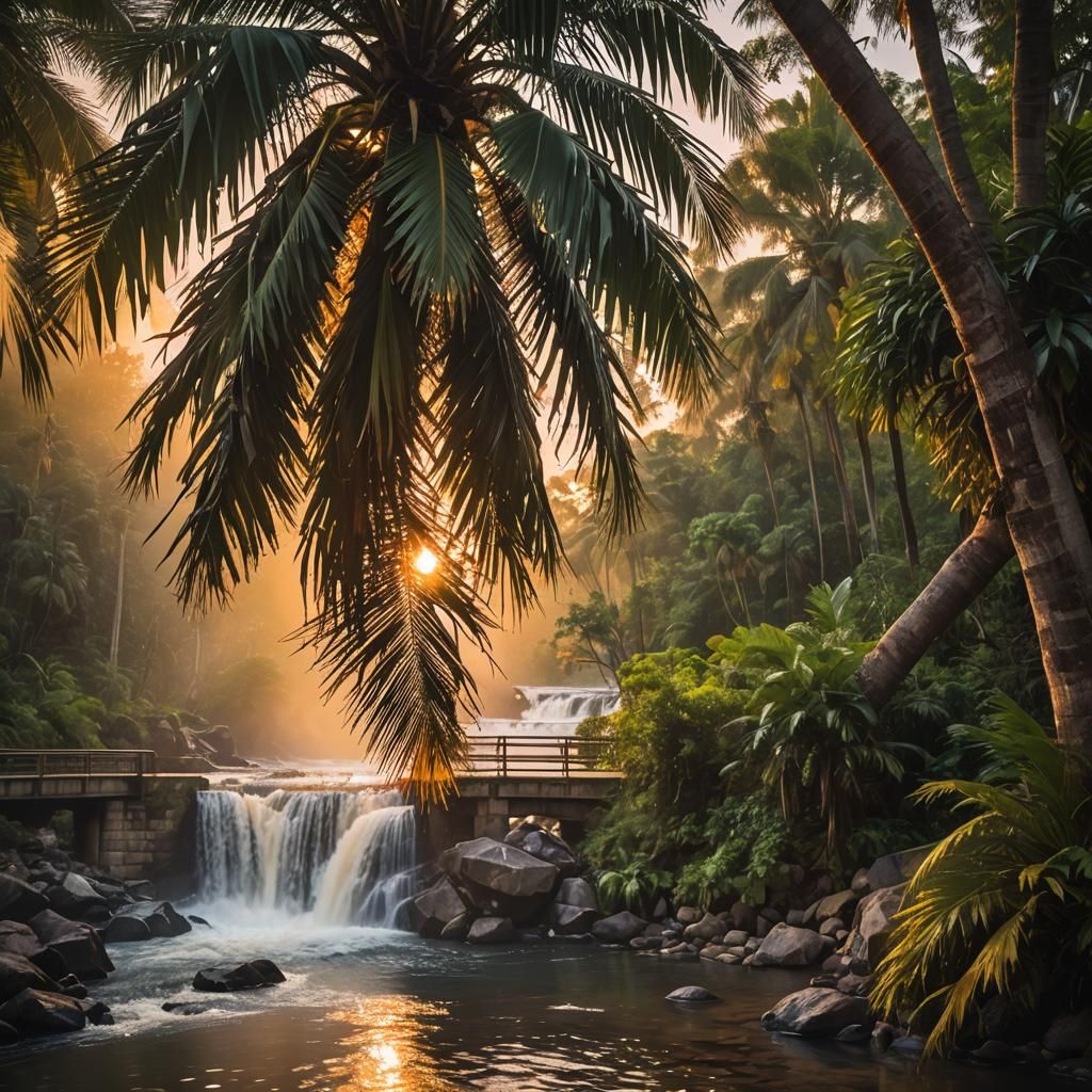 Waterfall Palm Tree  by @SadieMae