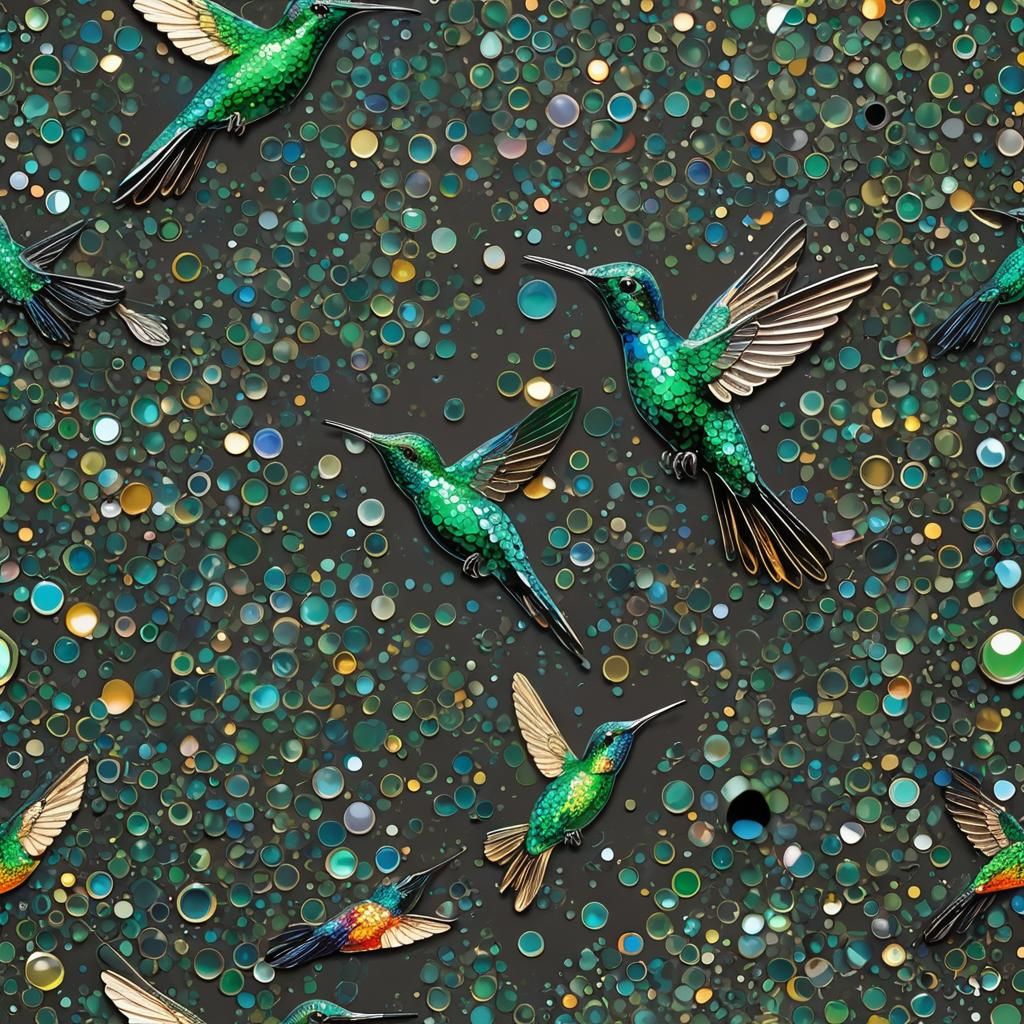 Mystical Glass Hummingbird: This stunning artwork seamlessly...
