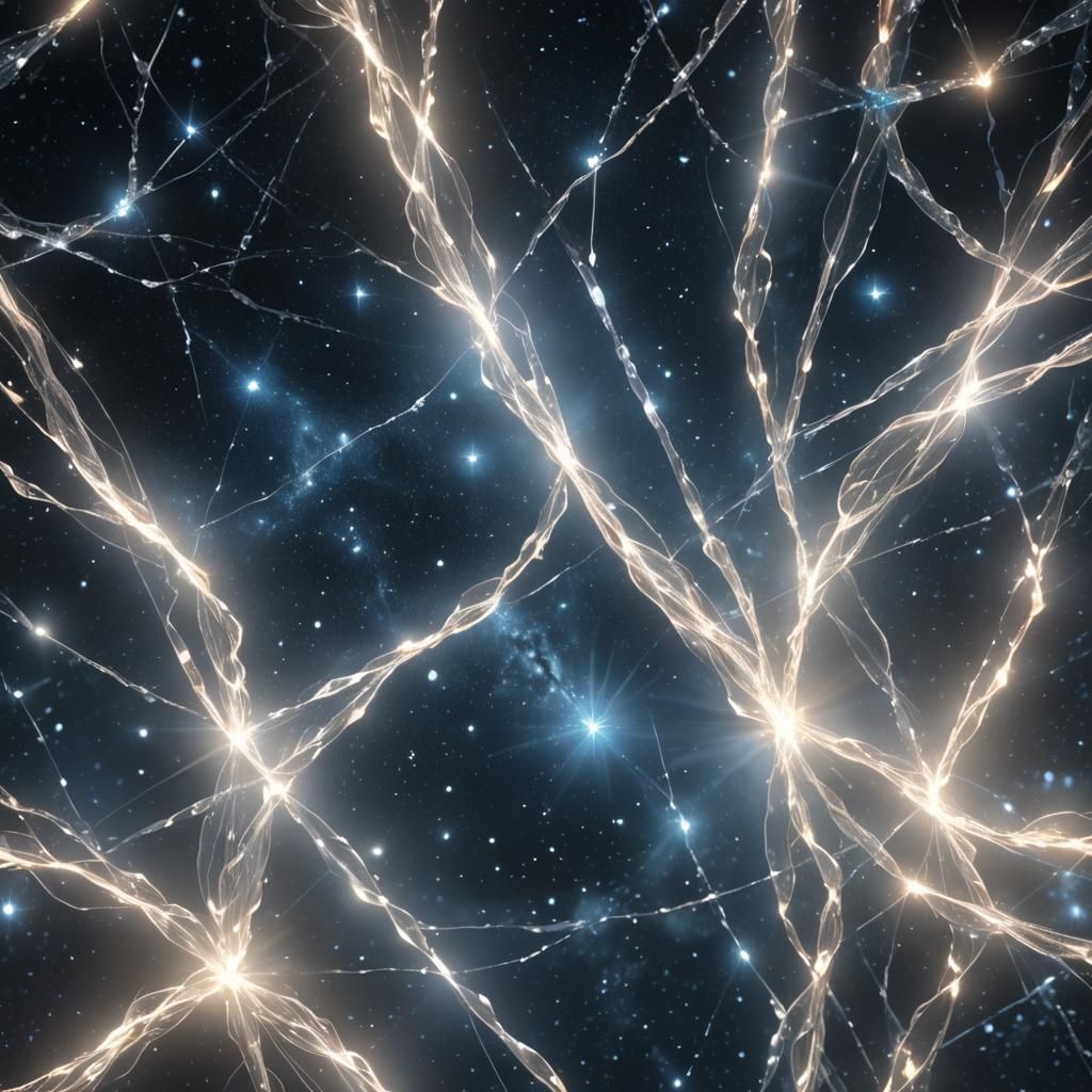 single white luminous thread of white light descending from ...