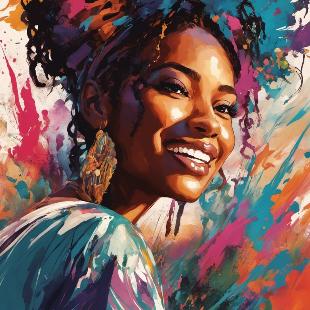 Lovely smiling African American black woman - AI Generated Artwork ...