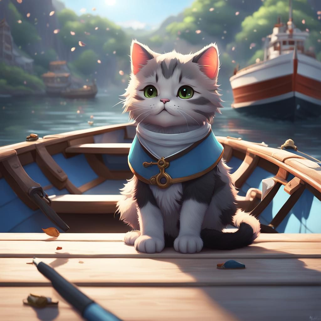 A cute cat on a boat