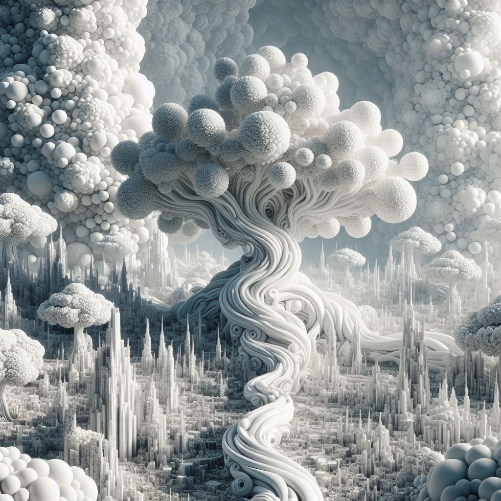 White Surreal Maximalism Art