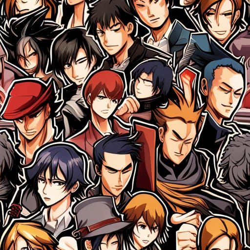 A seamless pattern of anime characters by artist "anime", An...
