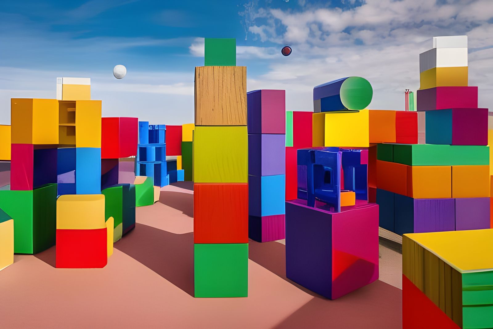 Arranged wood blocks.