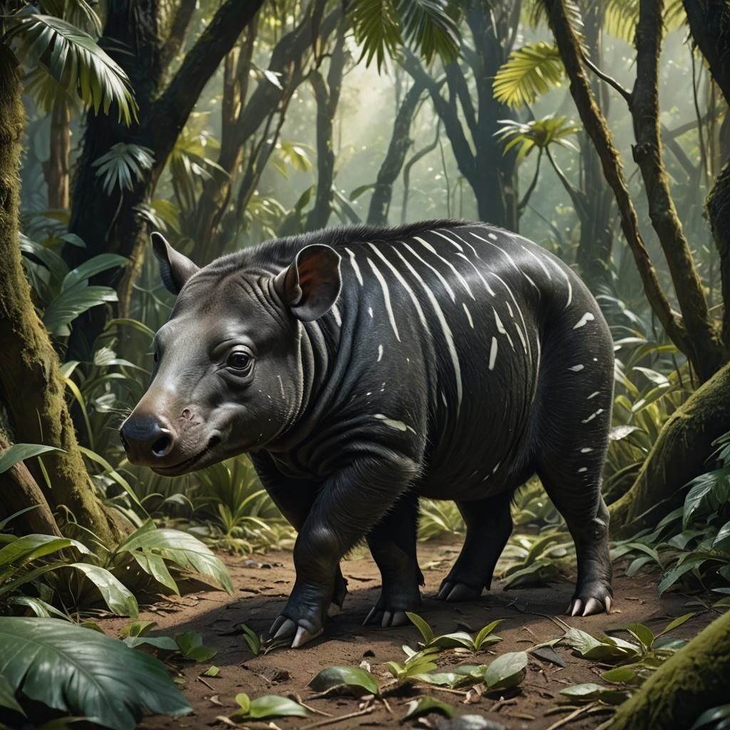 Fantasy Baby Tapir in Hyperrealism Style