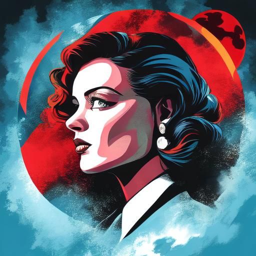 <lora:Film Noir 2D SD15:1.0> Double exposure. Side profile portrait of a beautiful woman. a colorful alien planet with huge moons reflected...