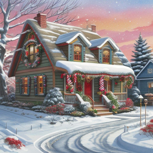 Candy cane house and drive way