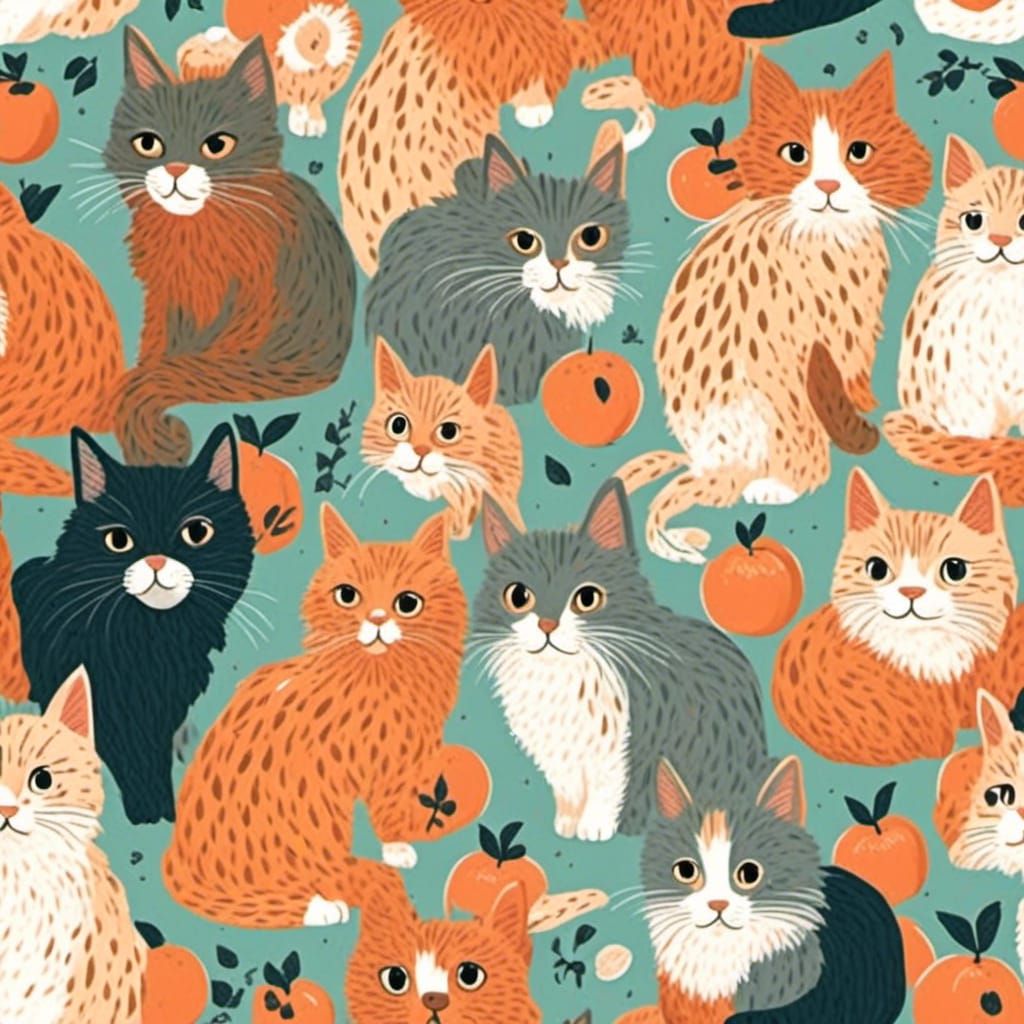 Cats with peaches