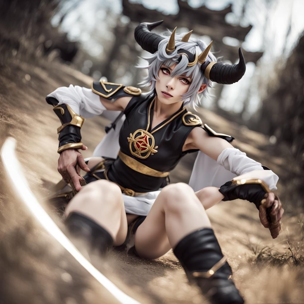 A cosplay of asta of black bulls